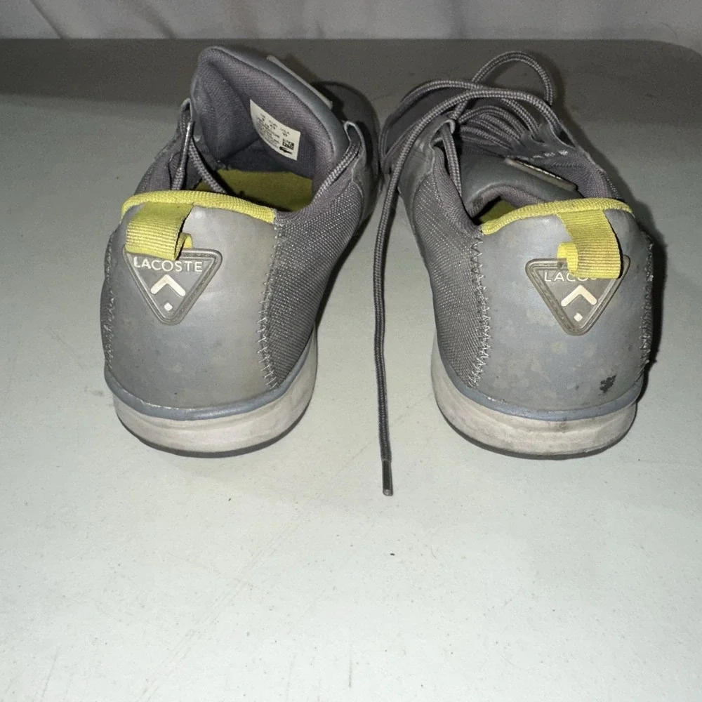 Lacoste Performance Sneakers Grey Mesh & Light Green Accent On Heel Men's Sz 10